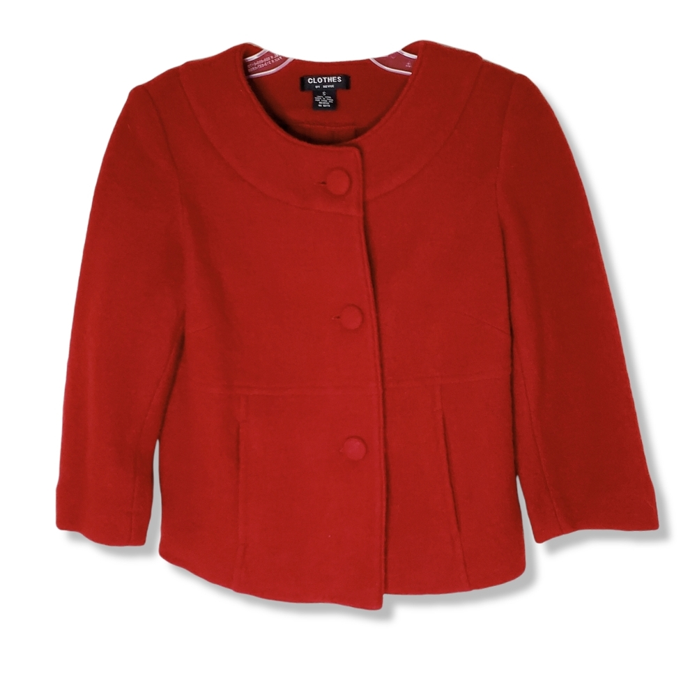 Clothes by Revue Red Wool Sweater Jacket Size Small